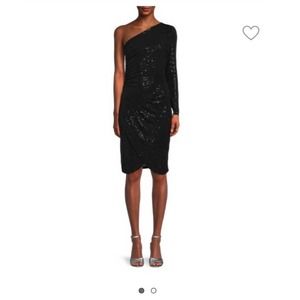LOVE MOSCHINO Black‎ Sequin One Shoulder Dress Size 4